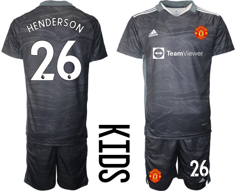 Youth 2021-2022 Club Manchester United black goalkeeper #26 Soccer Jersey->customized soccer jersey->Custom Jersey